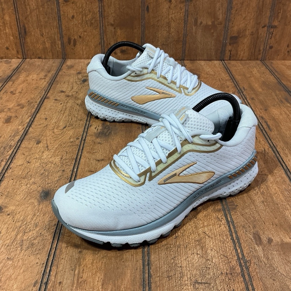 Brooks Women's Adrenaline GTS 20 White Gray Gold Sneakers 1202961B164 Size 8.5 B - Picture 4 of 12